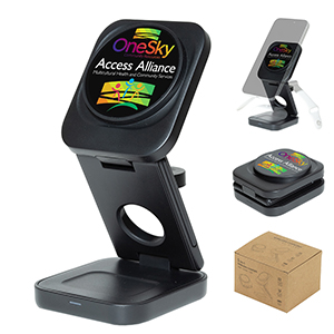 &ldquo;AMPSTATION&rdquo; 3-in-1 15W Wireless Charging Station (Requires Power Source)